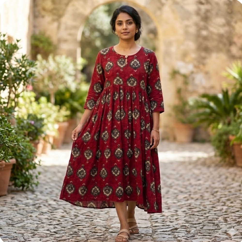 andi vintage dress size 2X floral burgundy